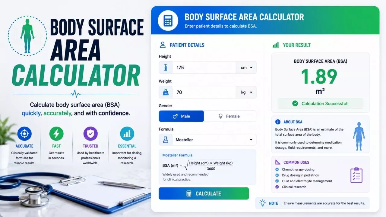 Body Surface Area Calculator